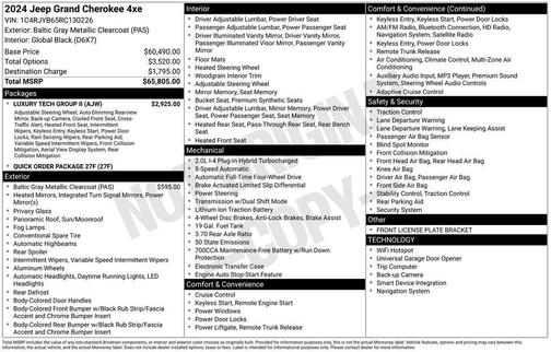 Baltic Gray Metallic Clearcoat 2024 Jeep Grand Cherokee 4xe Base