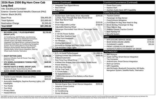 2026 RAM 2500 Big Horn