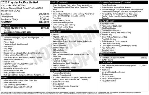 2026 Chrysler Pacifica Limited