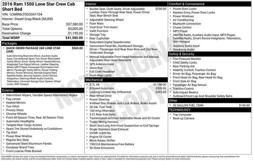 2016 RAM 1500 Lone Star