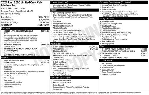 2026 RAM 2500 Limited Crew Cab 4x4 6'4' Box