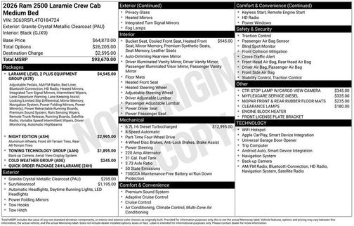 2026 RAM 2500 Laramie Crew Cab 4x4 6'4' Box