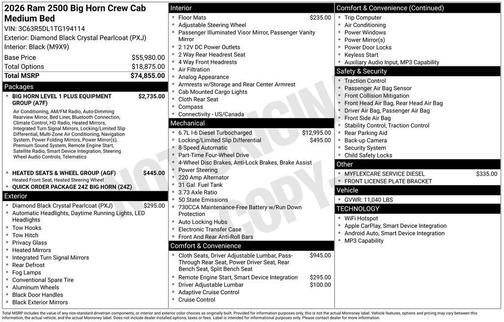 2026 RAM 2500 Big Horn