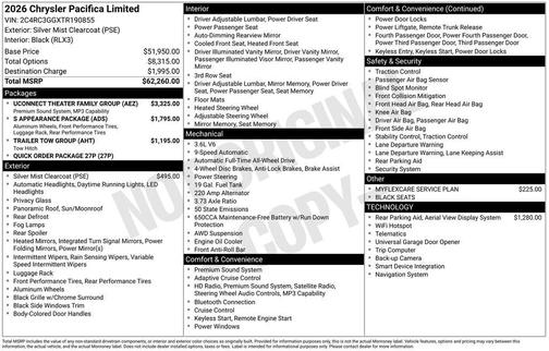 2026 Chrysler Pacifica Limited