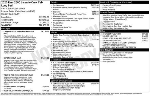 2020 RAM 2500 Laramie Crew Cab 4X4 8' Box