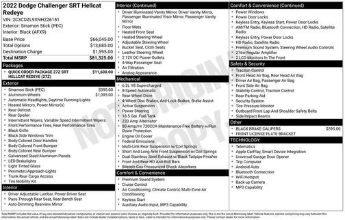 2022 Dodge Challenger SRT Hellcat