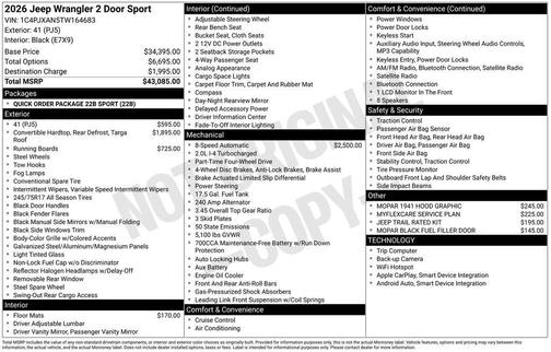 2026 Jeep Wrangler Sport