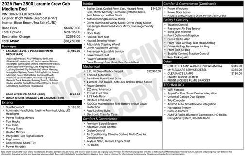 2026 RAM 2500 Laramie Crew Cab 4x4 6'4' Box