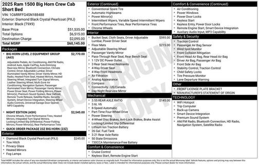 2025 RAM 1500 Big Horn/Lone Star