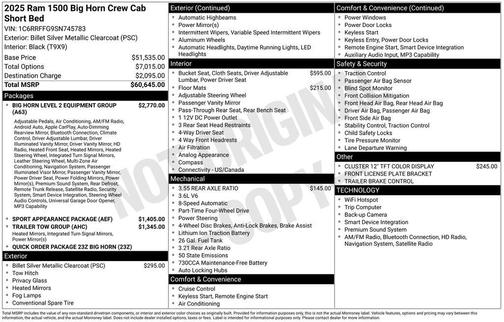 2025 RAM 1500 Big Horn/Lone Star