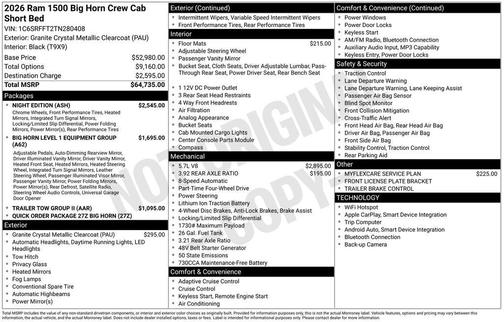 2026 RAM 1500 Big Horn/Lone Star