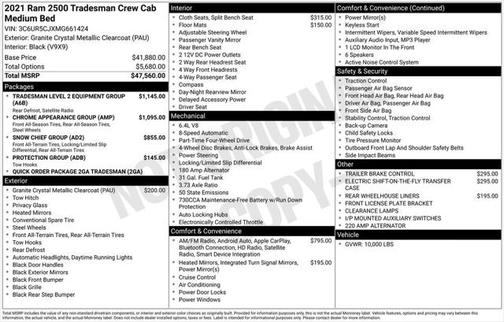 2021 RAM 2500 Tradesman Crew Cab 4x4 6'4' Box