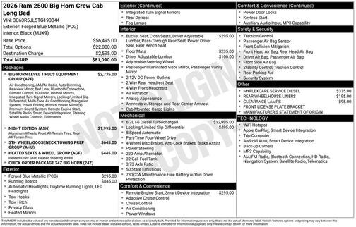 2026 RAM 2500 Big Horn