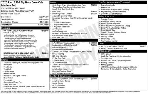 2026 RAM 2500 Big Horn