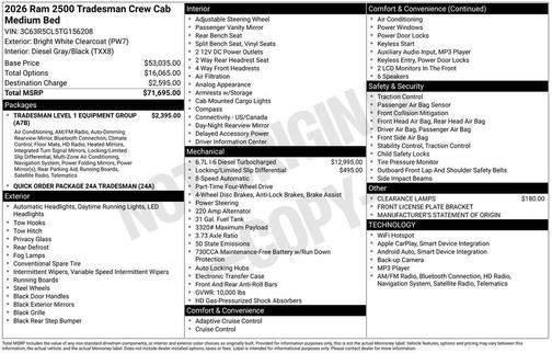 2026 RAM 2500 Tradesman Crew Cab 4x4 6'4' Box