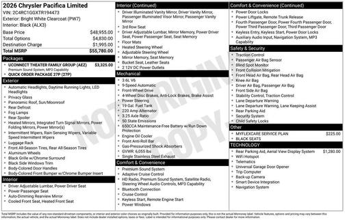 2026 Chrysler Pacifica Limited