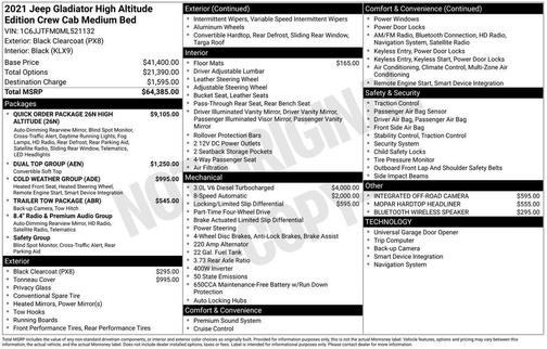 Black Clearcoat 2021 Jeep Gladiator High Altitude 4x4