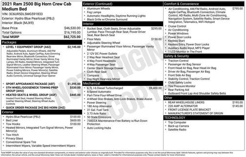 2021 RAM 2500 Big Horn Crew Cab 4x4 6'4' Box