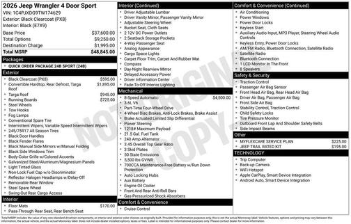 2026 Jeep Wrangler Sport