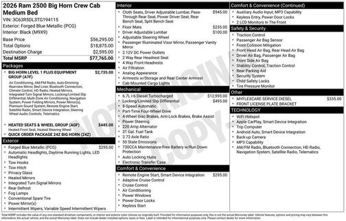 2026 RAM 2500 Big Horn