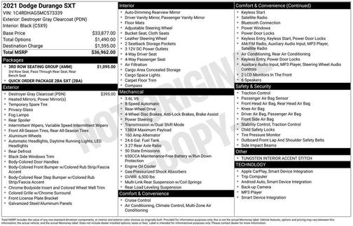 2021 Dodge Durango SXT RWD