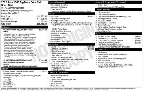 2026 RAM 1500 Big Horn/Lone Star