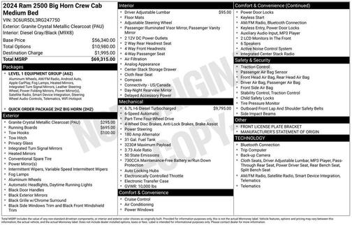 2024 RAM 2500 Big Horn Crew Cab 4x4 6'4' Box