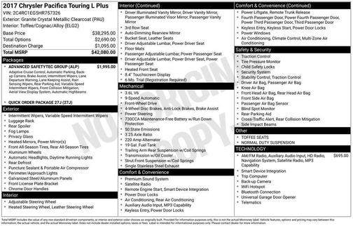 2017 Chrysler Pacifica Touring-L
