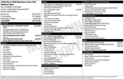 Bright White Clearcoat 2026 RAM 2500 Big Horn Crew Cab 4x4 6'4' Box