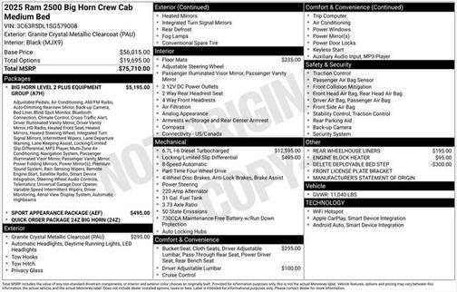 2025 RAM 2500 Big Horn Crew Cab 4x4 6'4' Box