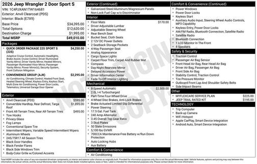 2026 Jeep Wrangler Sport S