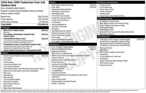 Granite Crystal Metallic Clearcoat 2024 RAM 3500 Tradesman Crew Cab 4x4 6'4' Box