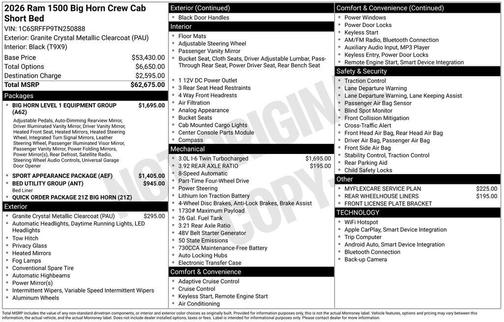 2026 RAM 1500 Big Horn/Lone Star