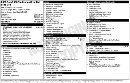 2026 RAM 2500 Tradesman Crew Cab 4x4 8' Box
