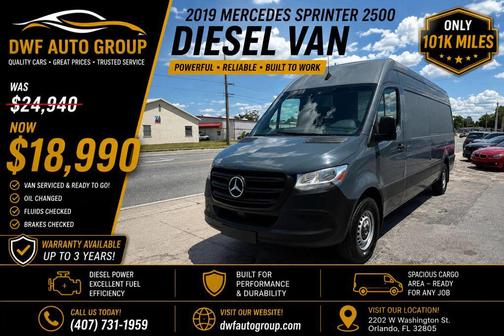 Gray 2019 Mercedes-Benz Sprinter 2500 High Roof w/170 WB Van 3D