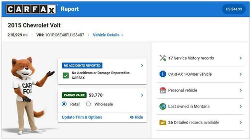 White 2015 Chevrolet Volt Base