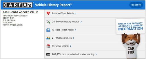 2001 Honda Accord Value 4dr Sedan
