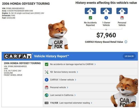 2006 Honda Odyssey Touring