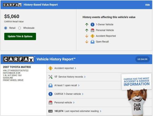 2007 Toyota Matrix XR
