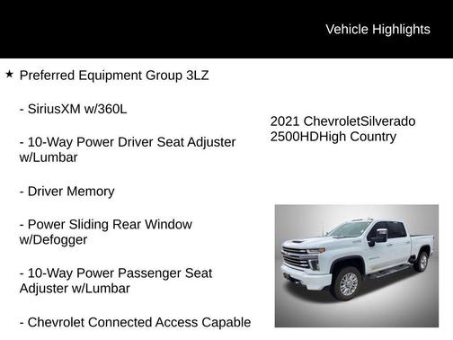 Summit White 2021 Chevrolet Silverado 2500 High Country