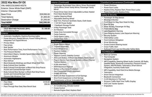 Snow White Pearl 2022 Kia Niro EV EX