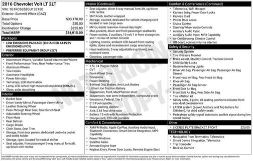 Summit White 2016 Chevrolet Volt LT