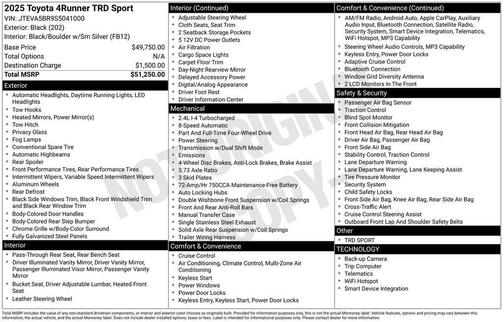 Black 2025 Toyota 4Runner TRD Sport