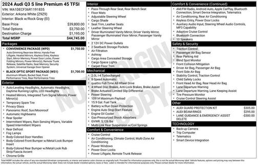 Arkona White 2024 Audi Q3 45 S line Premium