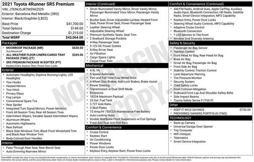 Barcelona Red Metallic 2021 Toyota 4Runner SR5 Premium