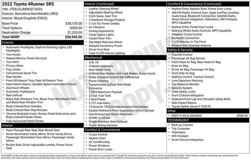 Barcelona Red Metallic 2022 Toyota 4Runner SR5