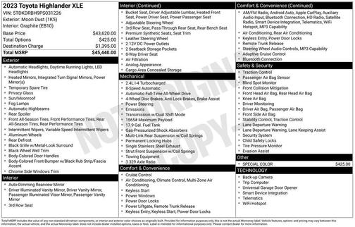 Moon Dust 2023 Toyota Highlander XLE