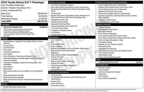 Predawn Gray Mica 2024 Toyota Sienna XLE