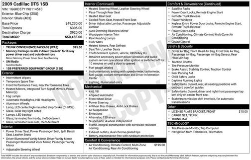 Blue Chip 2009 Cadillac DTS 1SB