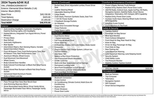 Silver Metallic 2024 Toyota bZ4X XLE